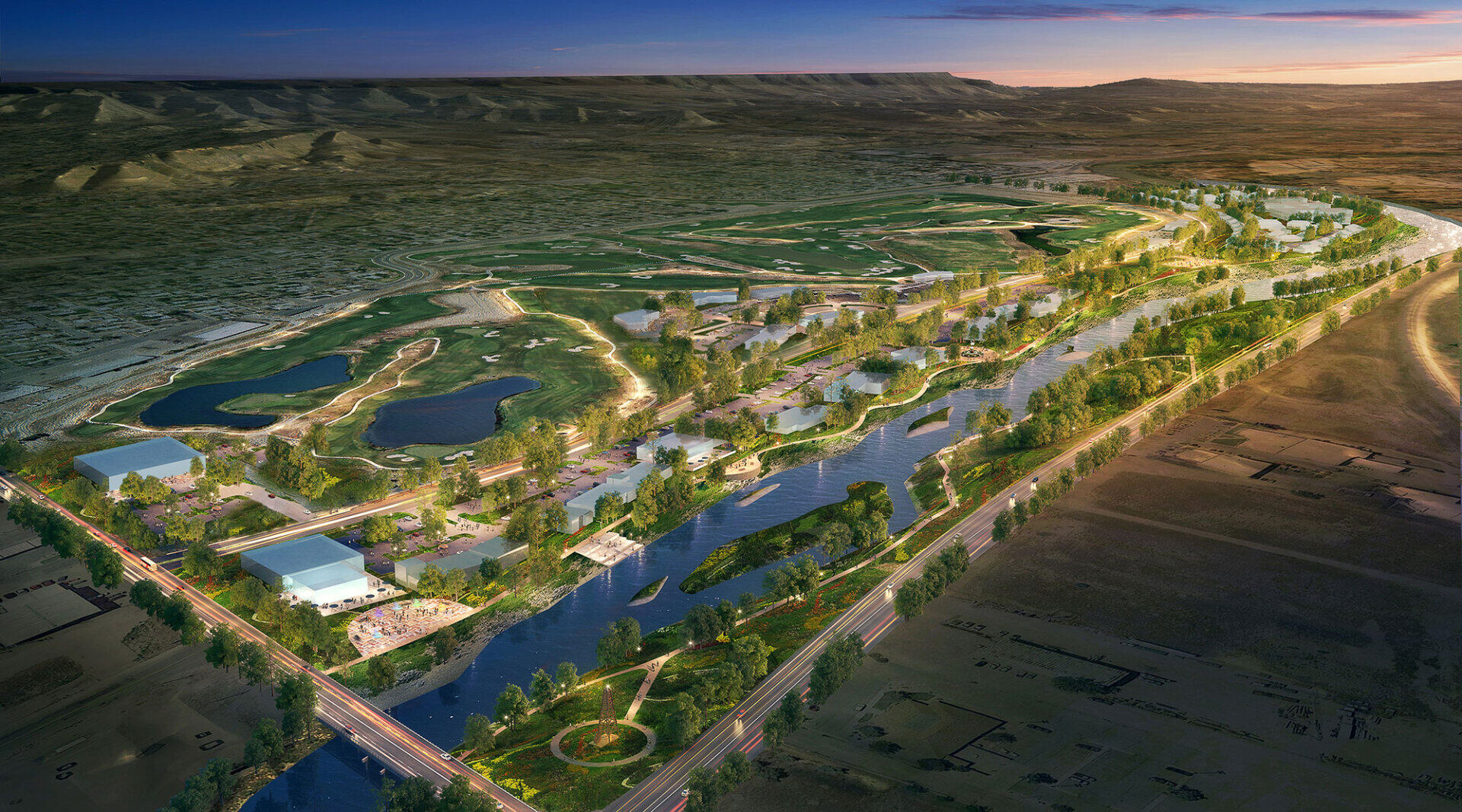 The Platte River Commons Master Plan includes retail, office, hospitality and 55+ villas, independent living and assisted living.